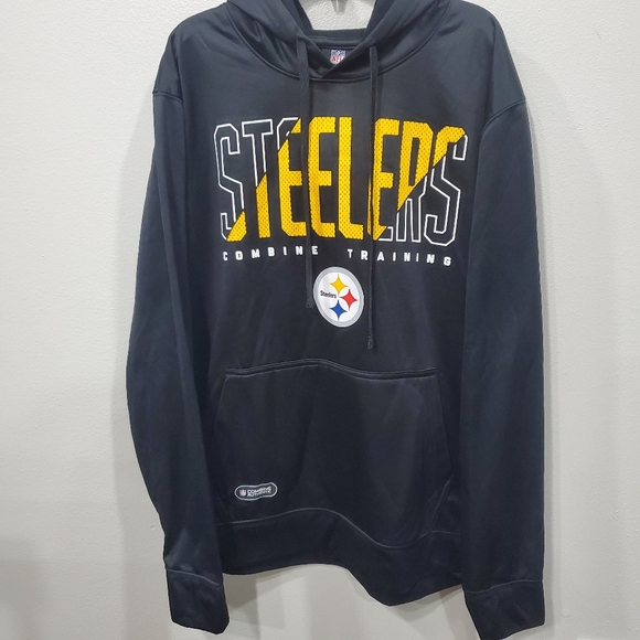 Men's Pittsburgh Steelers Black Backfield Combine Authentic Pullover Hoodie - Picture 2 of 7